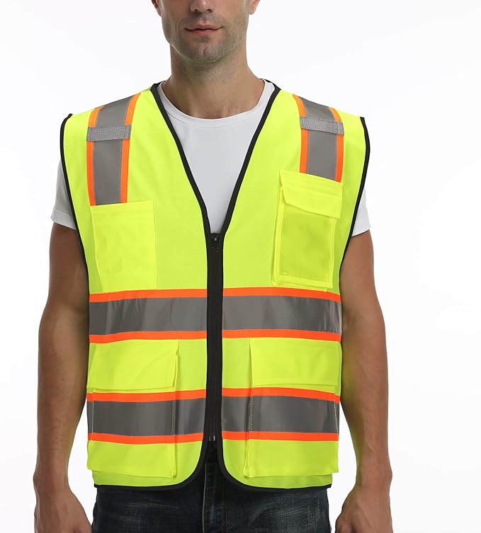 9 Pockets High visibility Class 2 Safety Vest，Hi Vis Vest - Image 6