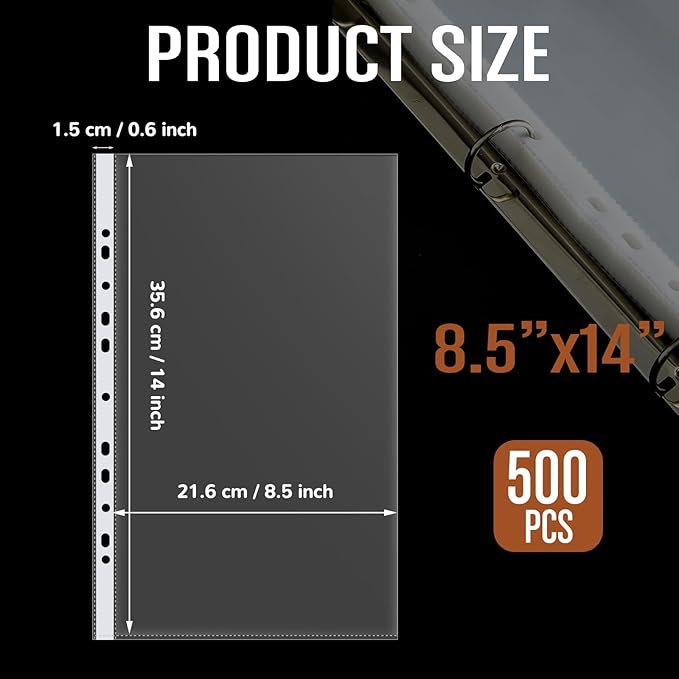 500 Pcs 8.5 x 14 Legal Size Heavyweight Clear Sheet Protectors, Heavy Duty - Image 2