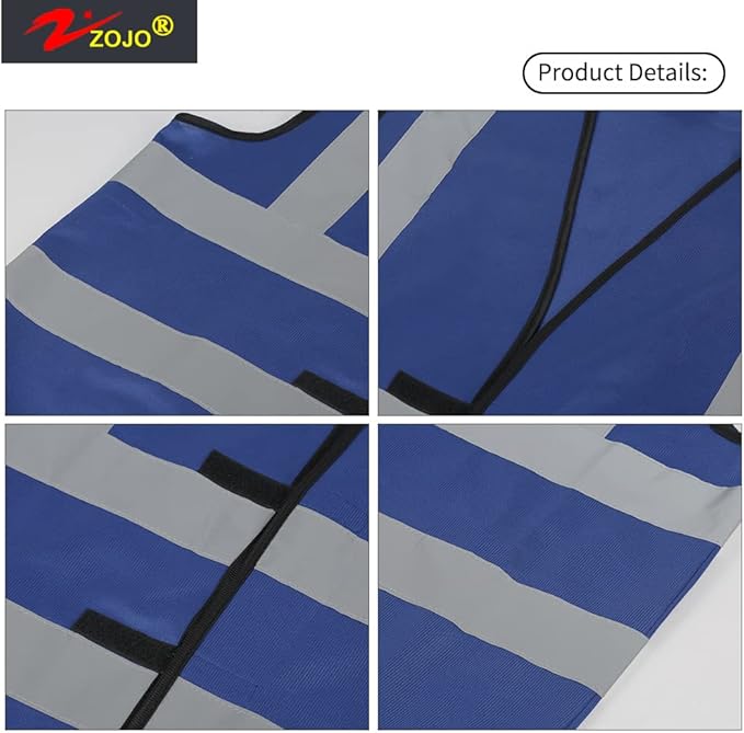 zojo High Visibility Reflective Vests, Adjustable Size, Lightweight Mesh Fabric - Image 3