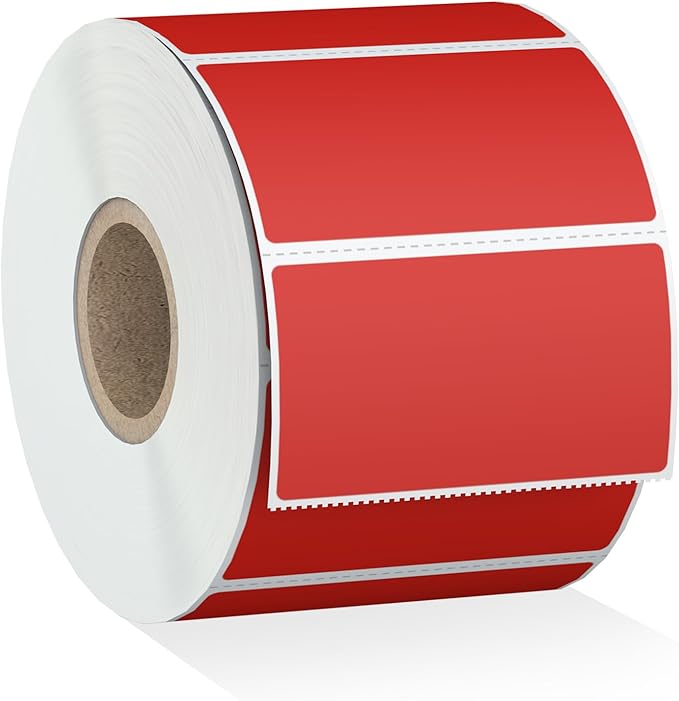 Misofuki 2.25x1.25 1000 Rectangular Red Direct Thermal Labels Roll Compatible by Misofuki