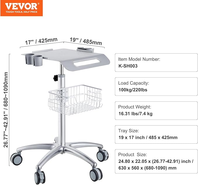 VEVOR Medical Cart, Salon Cart - Image 7