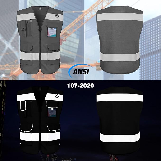 TCCFCCT Hi Vis Vest 9 Pockets High Visibility Reflective Safety Vest - Image 2