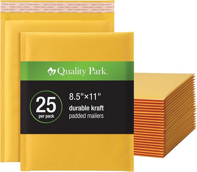 Quality Park Bubble Mailers, 8.25 x 11 Inch, Kraft Padded Envelopes, Durable by Quality+Park