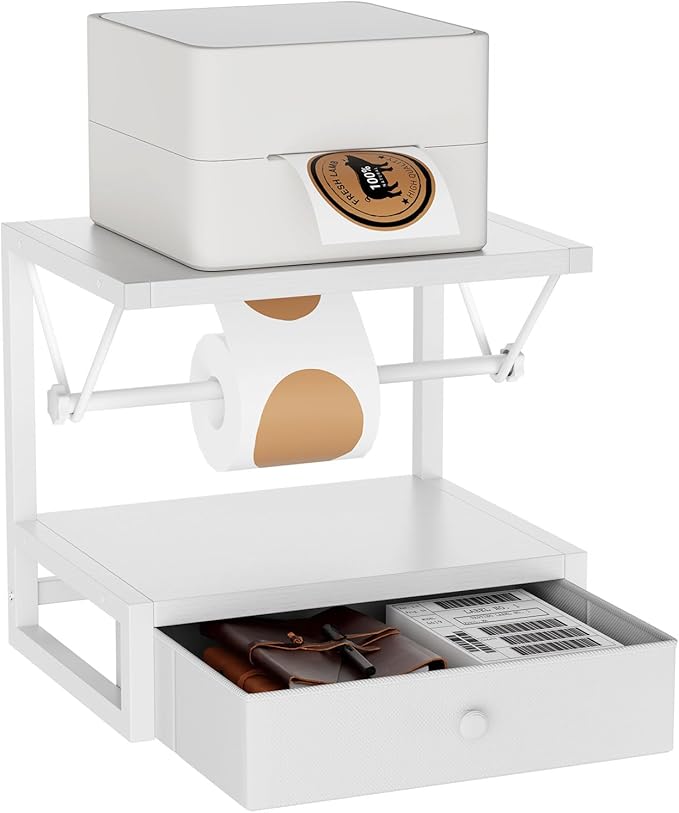 IBUYKE Label Holder for Rolls and Fan-Fold Labels, Wooden Thermal Shipping by IBUYKE