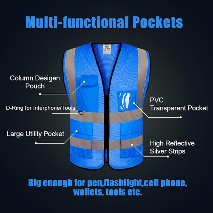 BeautyWill Custom Safety Vest Customized Logo Class 2 High Visibility - Image 2