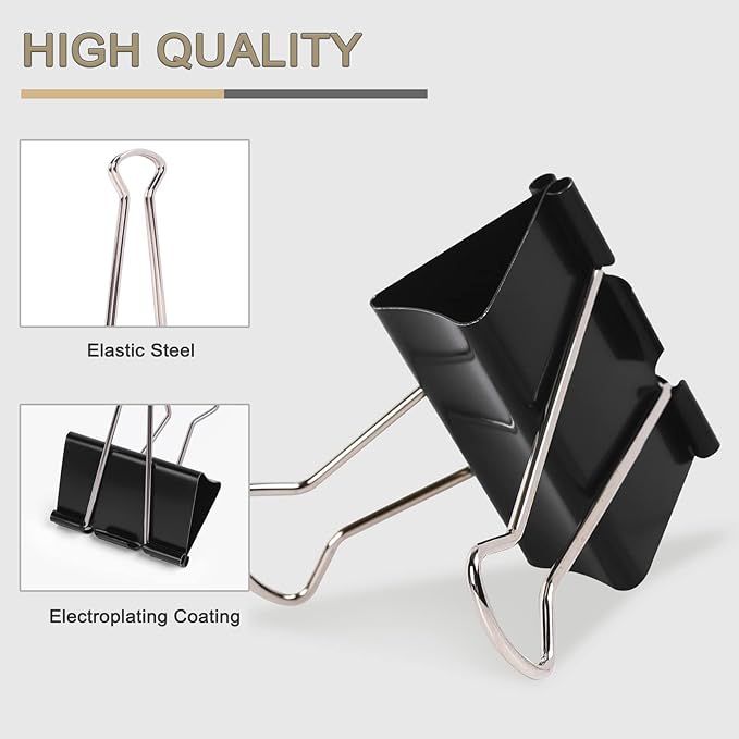 24pcs Binder Clips, 2 Inch Metal Paper Clips, Stationary Foldback Clips - Image 2