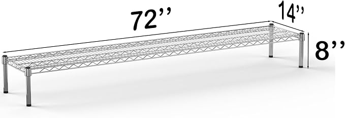 14''W x 72''L x 8''H Chrome Plated Wire Dunnage Rack | Off The Floor Storage - Image 3