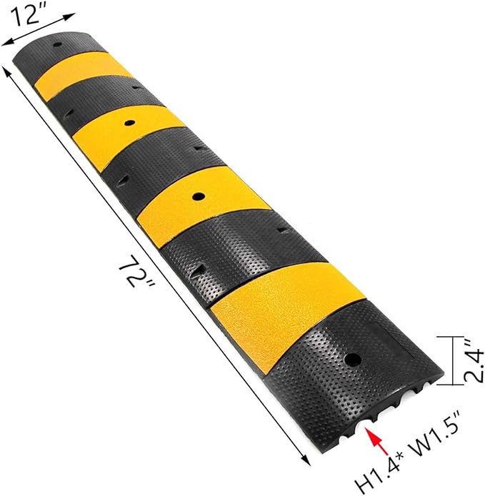 6 Feet Rubber Speed Bumps 1 Pack 2 Channel 27000Lbs Load Capacity 72" Traffic - Image 2