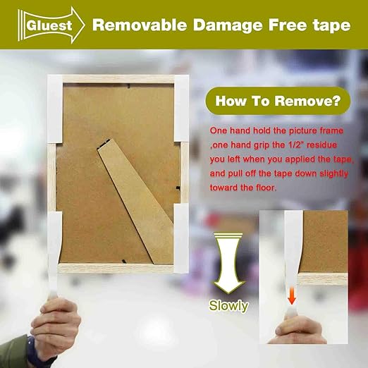 Damage Free Double Sided Tape 3/4in x 20ft, Removable Picture Hanging Strips - Image 4