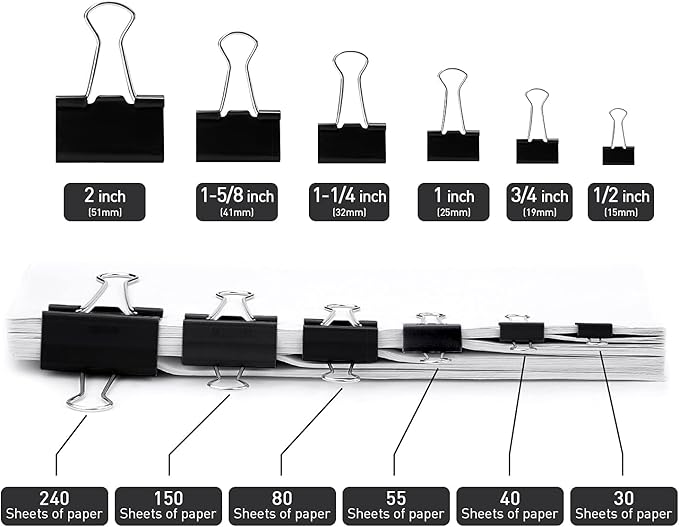 Small Binder Paper Clips 3/4 Inch Standard 19mm, 144 Pack, 0.75 Inch Fold Clamp - Image 3