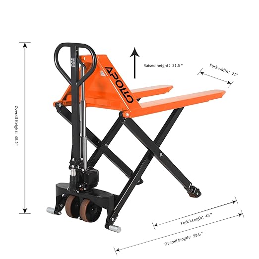 APOLLOLIFT Scissor Pallet Trucks, Manual Pallet Jack, 2200lbs Capacity Pallet - Image 4