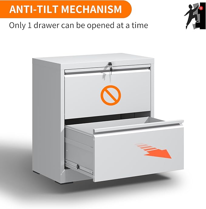 Lateral File Cabinets with 2 Drawer, Metal Lateral Filing Cabinet - Image 6