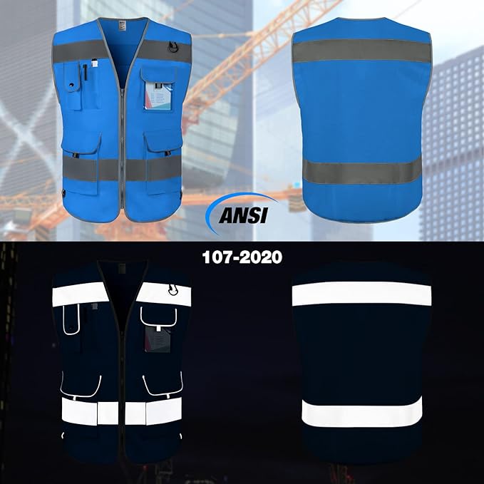 TCCFCCT Safety Vest for Men Women 9 Pockets High Visibility Reflective Vest for - Image 2