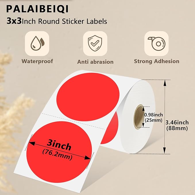 3 X 3 Inch Round Thermal Labels Circle Color Coding Labels Printable Waterproof - Image 3