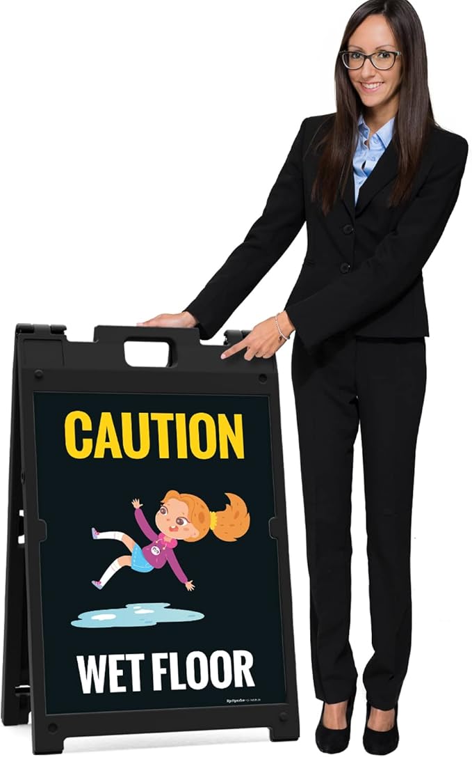 Caution Wet Floor with Graphic Sidewalk Sign Kit, 18x24 Inches, with A Frame - Image 7