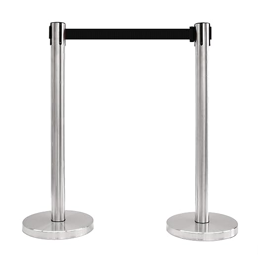 VIP Crowd Control Retractable Belt Stanchion Queue Safety Barrier Set - Image 2