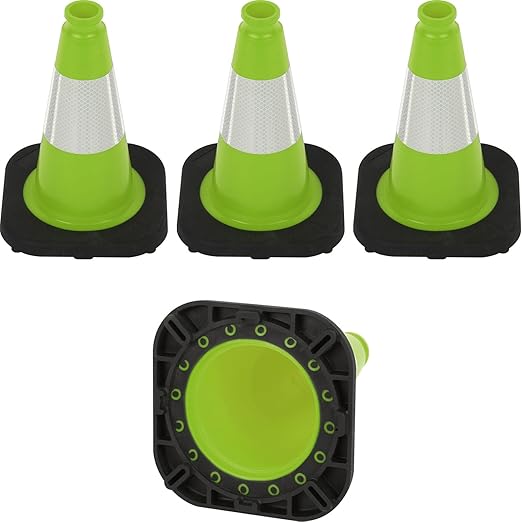 Fluorescent Orange/Green PVC Traffic Cones, Heavy Black Base Parking Lot Cone by OranLite
