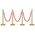 4 PCS Stanchions and Velvet Ropes, Stainless Steel Poles by Unknown