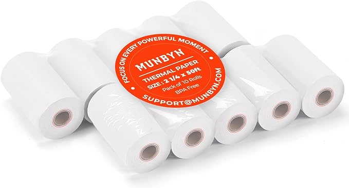 MUNBYN 2 1/4 x 50ft Thermal Paper, BPA Free Receipt Paper, 58mm Thermal Receipt by MUNBYN