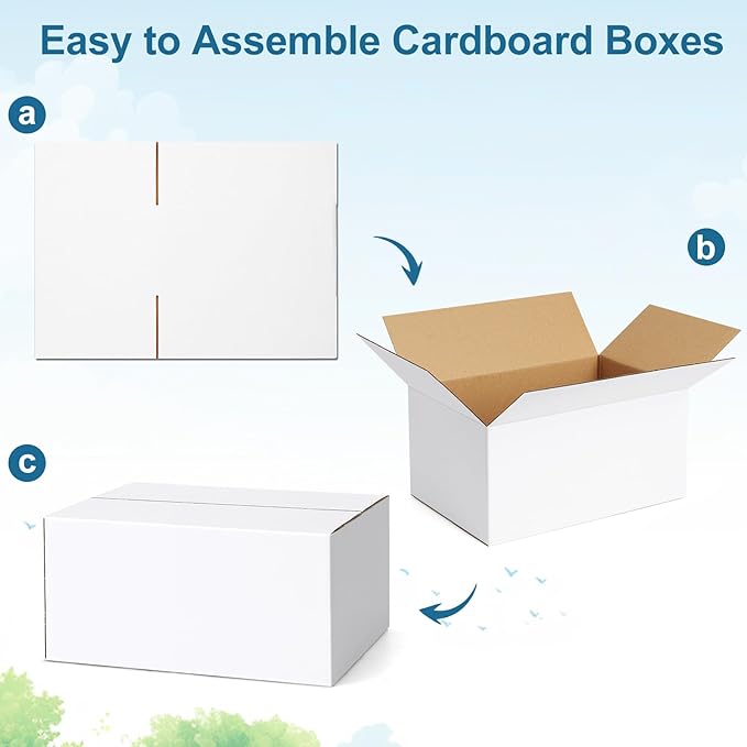 Famagic 10 Pack 6x4x4 Inch Small Shipping Boxes White Corrugated Cardboard - Image 7