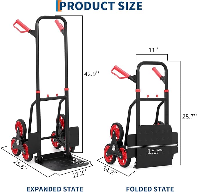 3 in 1 Industrial Convertible Stair Climbing Cart, 1000 LBS Capacity Folding - Image 5