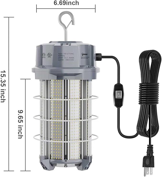 250W LED Temporary Work Light 37, 500 Lumen Construction Lights 5000K LED Work - Image 2