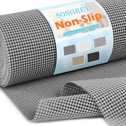 Songrey Non-Slip Shelf Cabinet and Drawer Liner, 12IN x 30FT, Dark Gray by Unknown