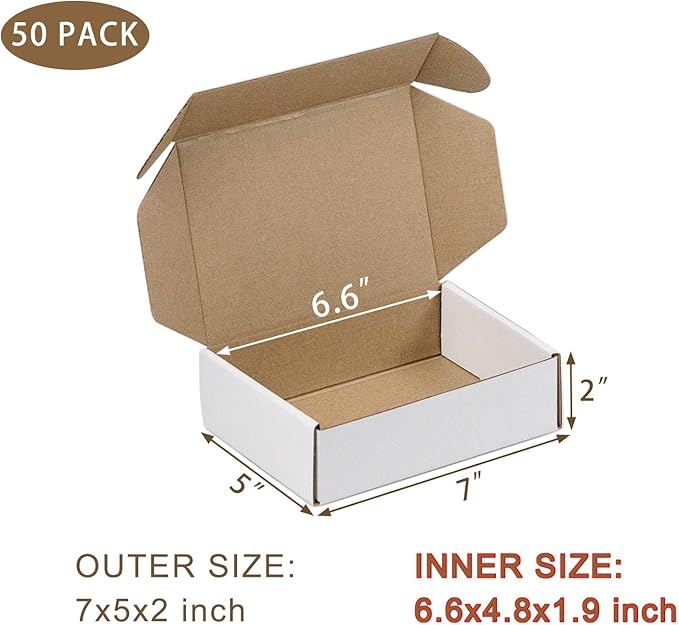 50 Pack 7x5x2 Inches Small Shipping Boxes, Moving Mailing Packing Box… - Image 2