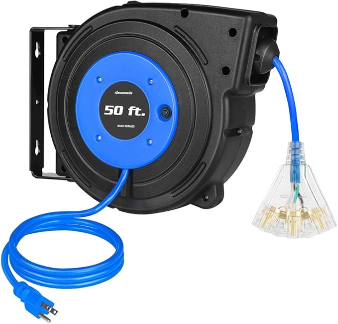 DEWENWILS Retractable Extension Cord Reel, 50 FT Heavy Duty Power Cord by DEWENWILS