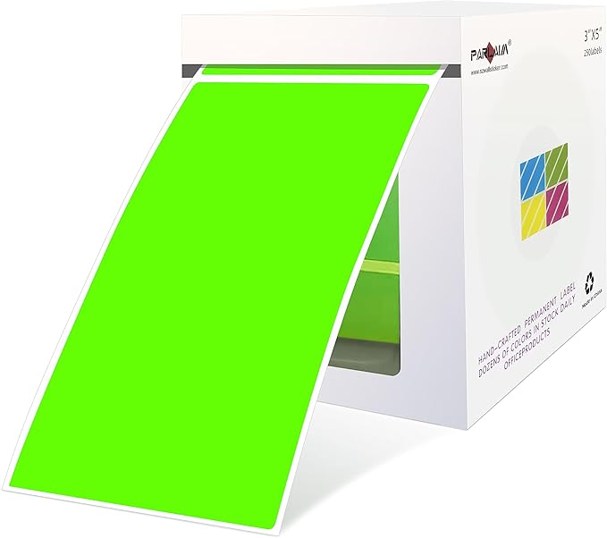 PARLAIM 3 x 5 inch Rectangle Sticker Labels, Fluorescent Green by PARLAIM