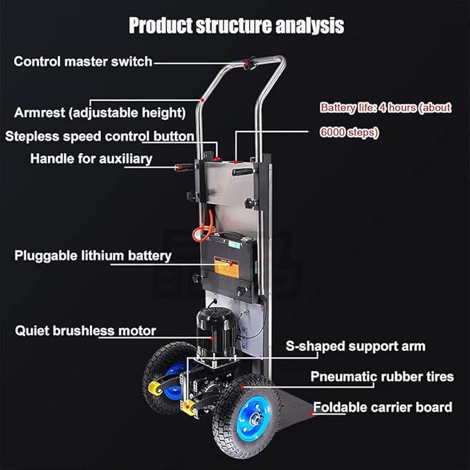 Electric Stair Climber, Capacity Electric Stair Climbing Hand Truck 1200W - Image 8