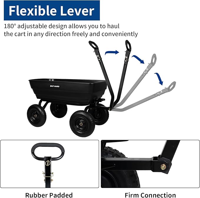 BILT HARD 1200 lbs 7 Cu Ft Poly Garden Dump Cart - Image 4