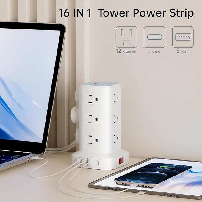 Surge Protector Power Strip Tower - Image 2