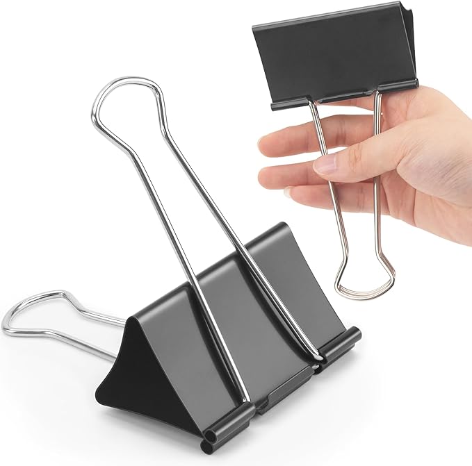 OWLKELA 3 Inch Jumbo Binder Clips, Extra Large Black Paper Clamps by OWLKELA