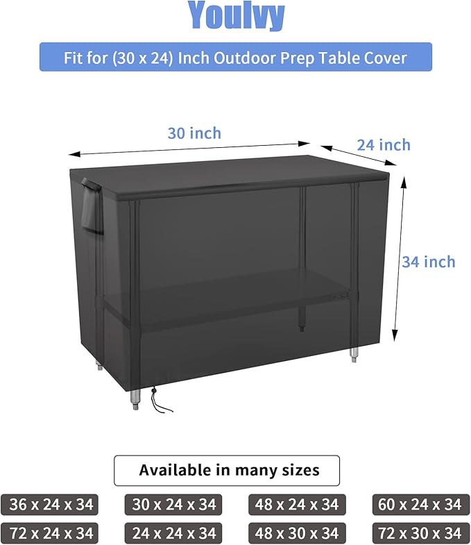 Outdoor Prep Table Cover 30 Inch, Waterproof Patio Stainless Steel Metal BBQ - Image 3