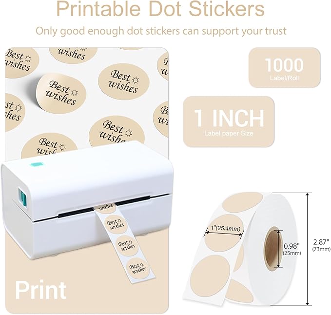 1 Inch Circle Dot Stickers 1000 PCS Color Coding Thermal Labels Dots Writable - Image 2