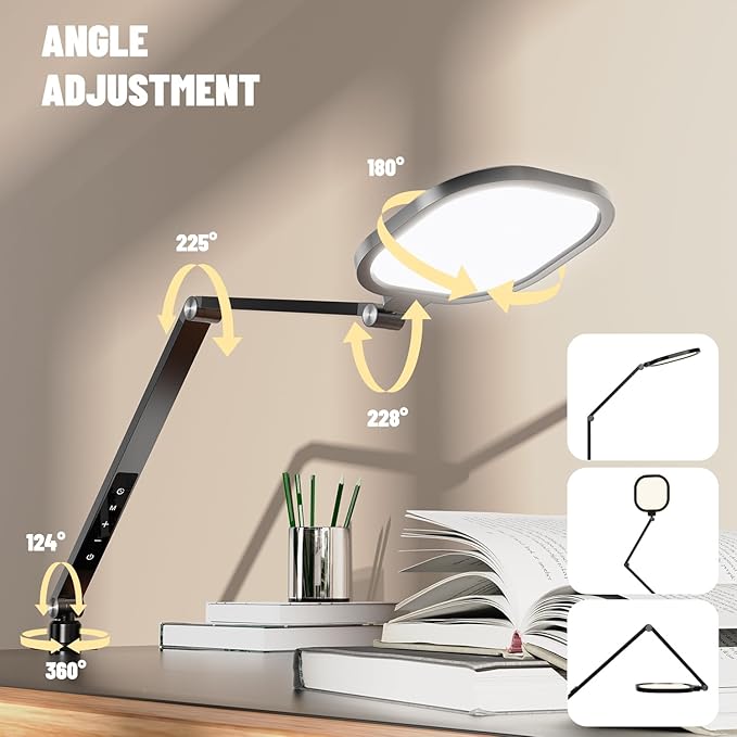 2 Packs Led Desk Lamps for Home Office, 1200LM Dimmable Clamp-on Desktop Light - Image 4
