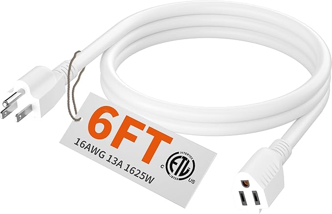 HUANCHAIN 6 FT 16 Gauge White Indoor Outdoor Extension Cord Waterproof by huanchain