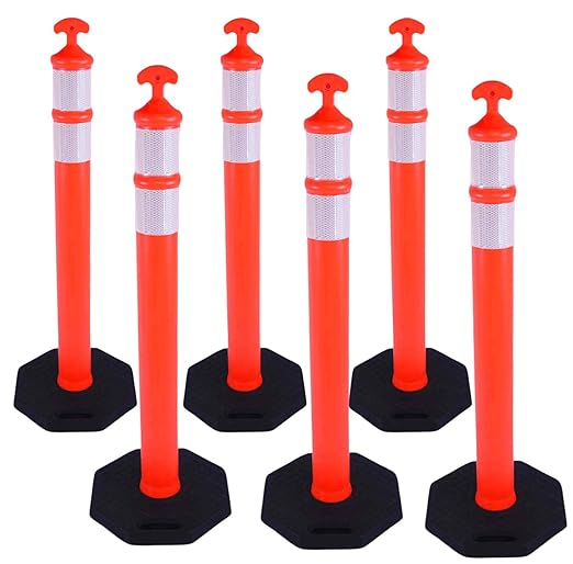6PACK BESEA Traffic Delineators Cone 42”High Orange Traffic Safety Delineator by BeSea