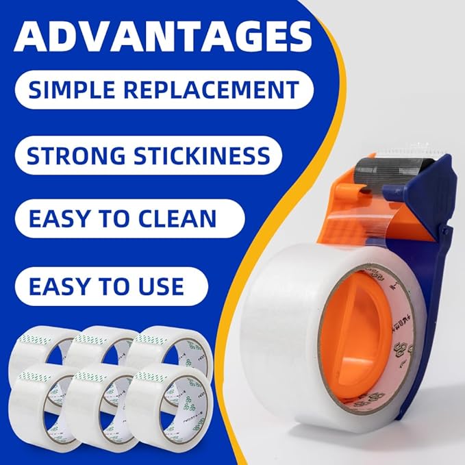 Clear Packing Tape with Dispenser – 6 Rolls, Heavy Duty Packaging Tape - Image 4