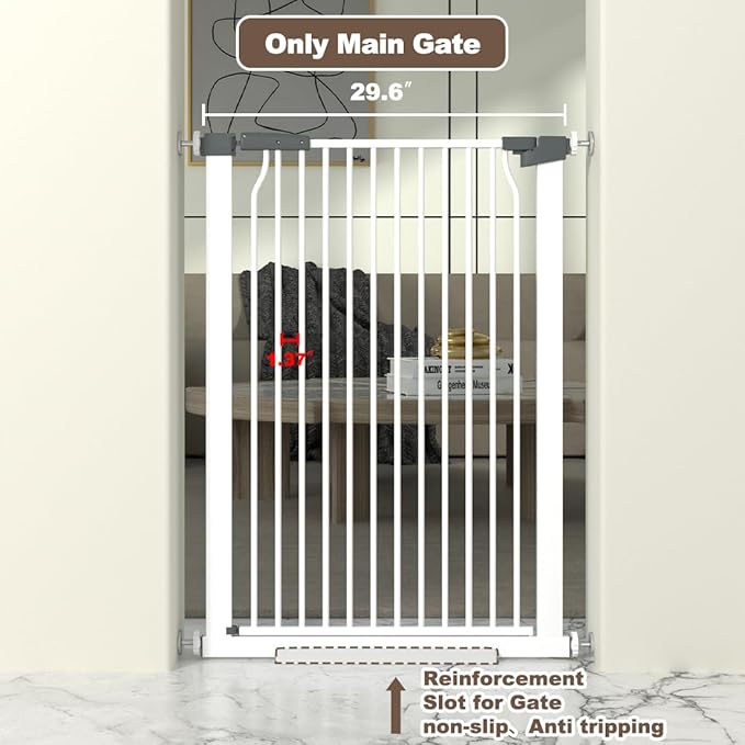 41" Extra Tall Cat Gate for Doorway, 29.6-31.5''W Metal Pet Baby Safe Gate - Image 3