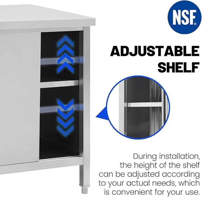 Hally Stainless Steel Cabinet, Large Storage Cabinet, Metal Table - Image 4