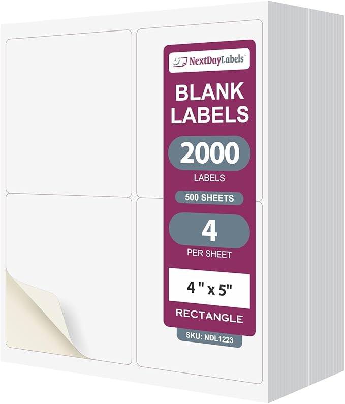 NextDayLabels – 4” x 5” Rectangular Sticker Labels by NextDayLabels