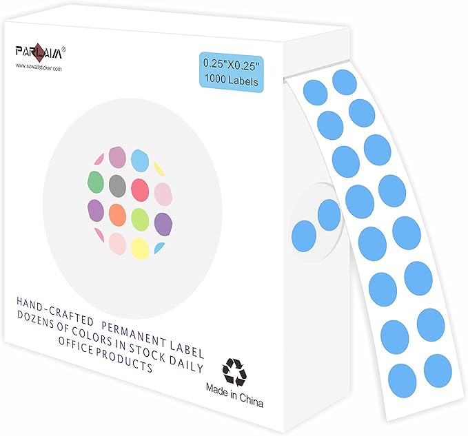 PARLAIM 1000PCS 1/4 Inch Round Color-Code Dot Stickers, Circle Coding Label by PARLAIM