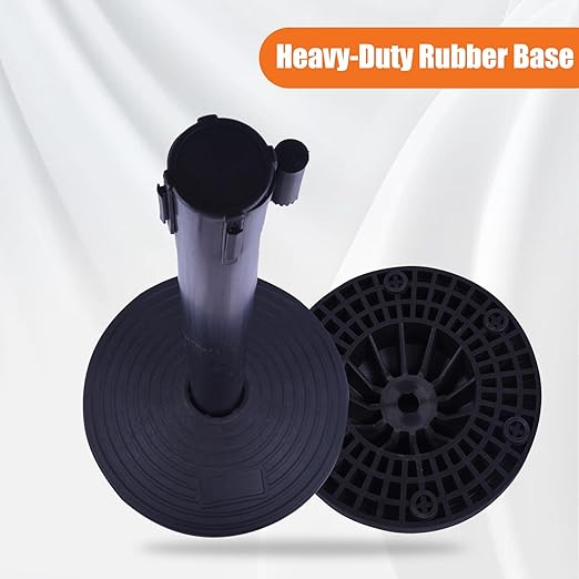 41" Black Crowd Control Stanchion Set, Stable Heavy-Duty Rubber Base - Image 6