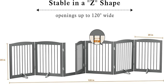Freestanding Pet Gates with Walk Through Door, Dog Indoor Fence, Dog Gate - Image 6