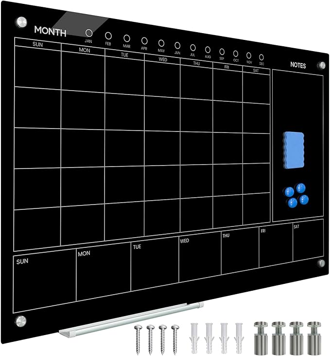 Magnetic Glass Whiteboard 36X24 Monthly Planner Calendar Dry Erase Board - Image 6