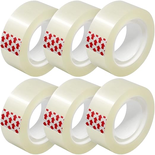 6 Rolls Transparent Tape Refills, Hand Tearable, 3/4 x 1000 Inches, Glossy Gift by Turxayox