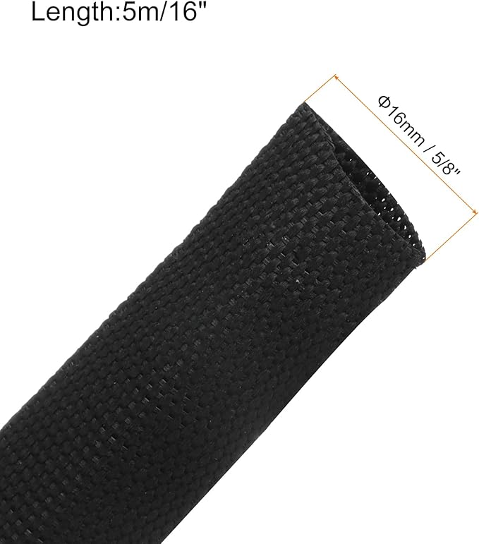MECCANIXITY Braided Cable Sleeves Heat Shrinkable Fabric Sleeving, 5/8" 16ft - Image 2
