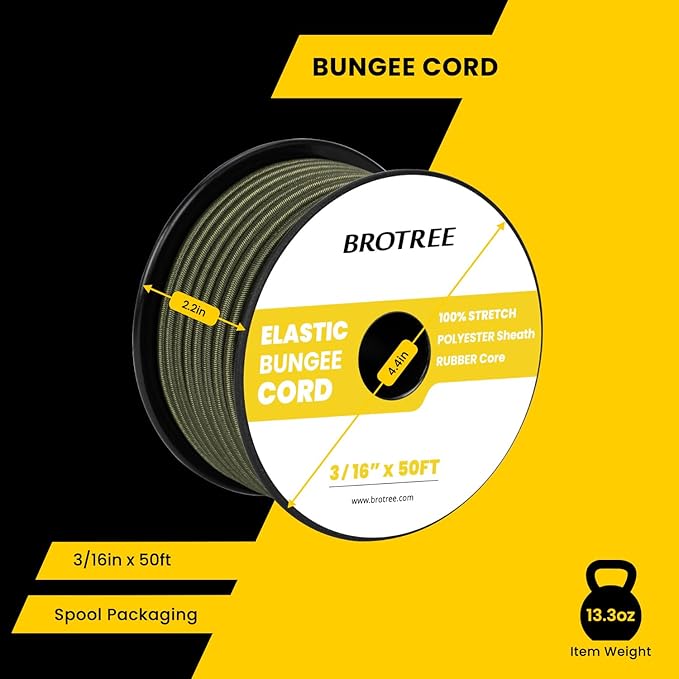 Bungee Cord Elastic Shock Cord 3/16" x 50' Bungee Rope - Image 2